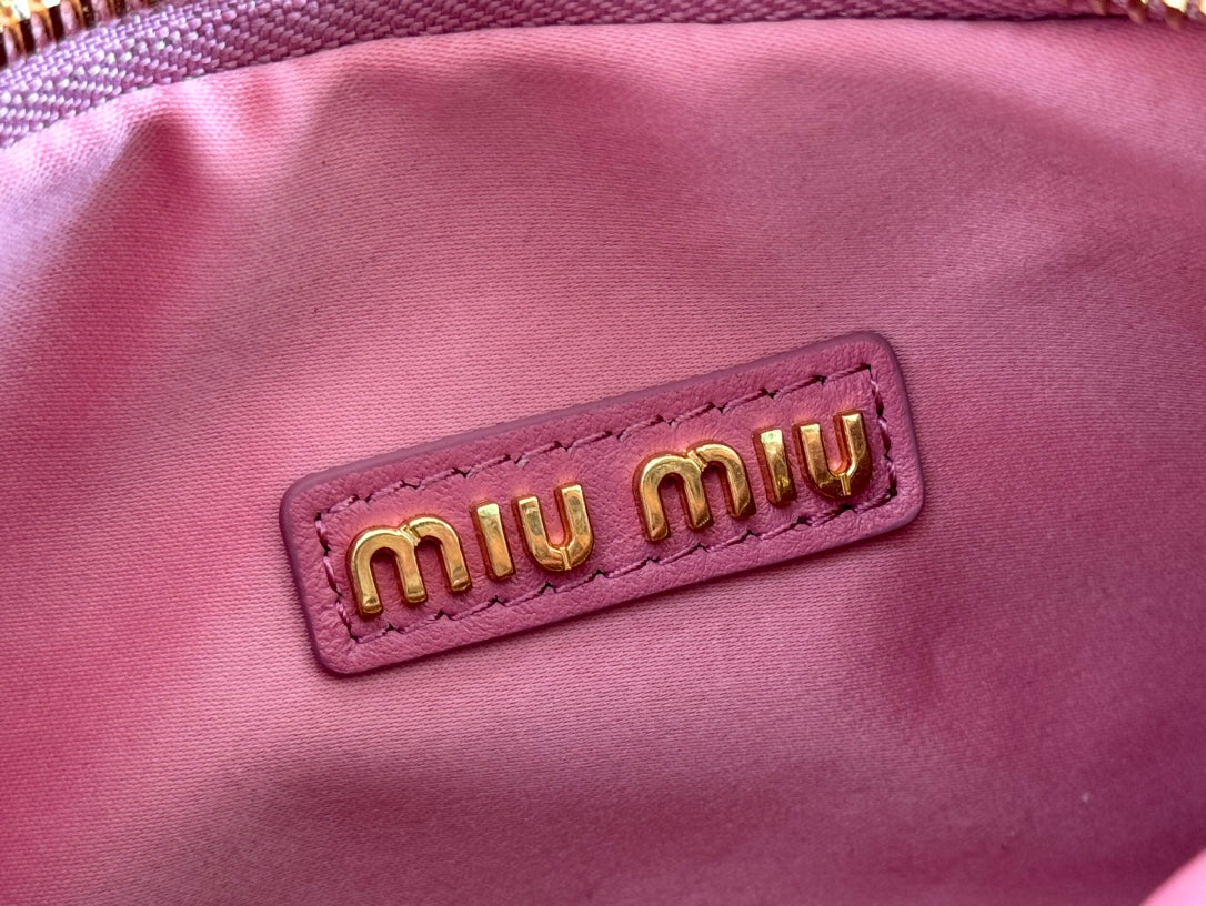 MIU MIU MIUMIU 26S MINI HOBO 20 BAG IN DUSTY ROSE PINK CALFSKIN GOLD HARDWARE