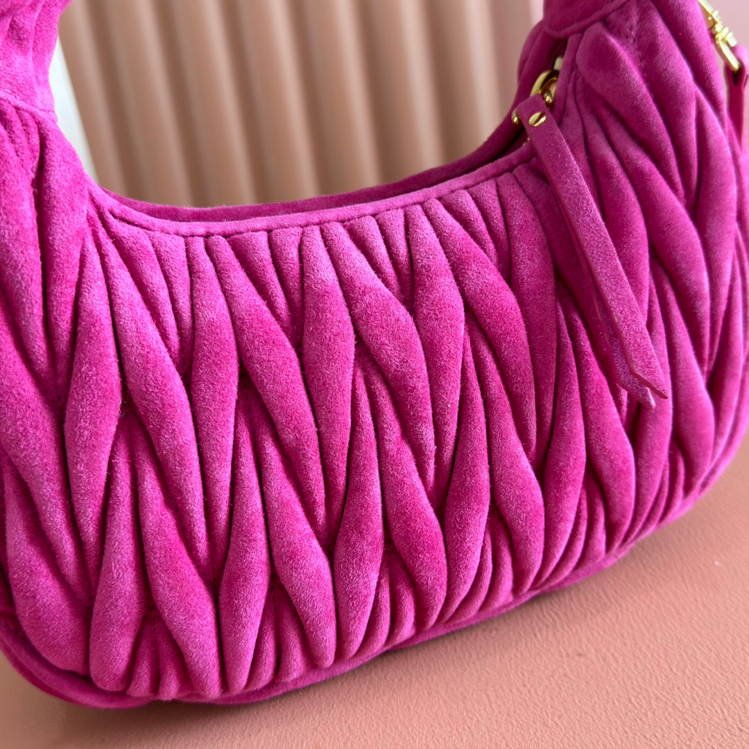 MIU MIU SUEDE HANDBAG 23 DEEP FUCHSIA