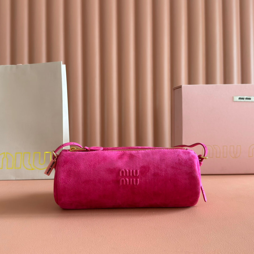 MIU MIU SUEDE BAG 22 FUCHSIA GOLD HARDWARE