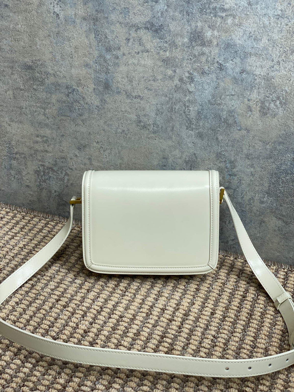 SAINT LAURENT SOLFERINO SMALL SATCHEL 19 IN WHITE CALFSKIN GOLD HARDWARE