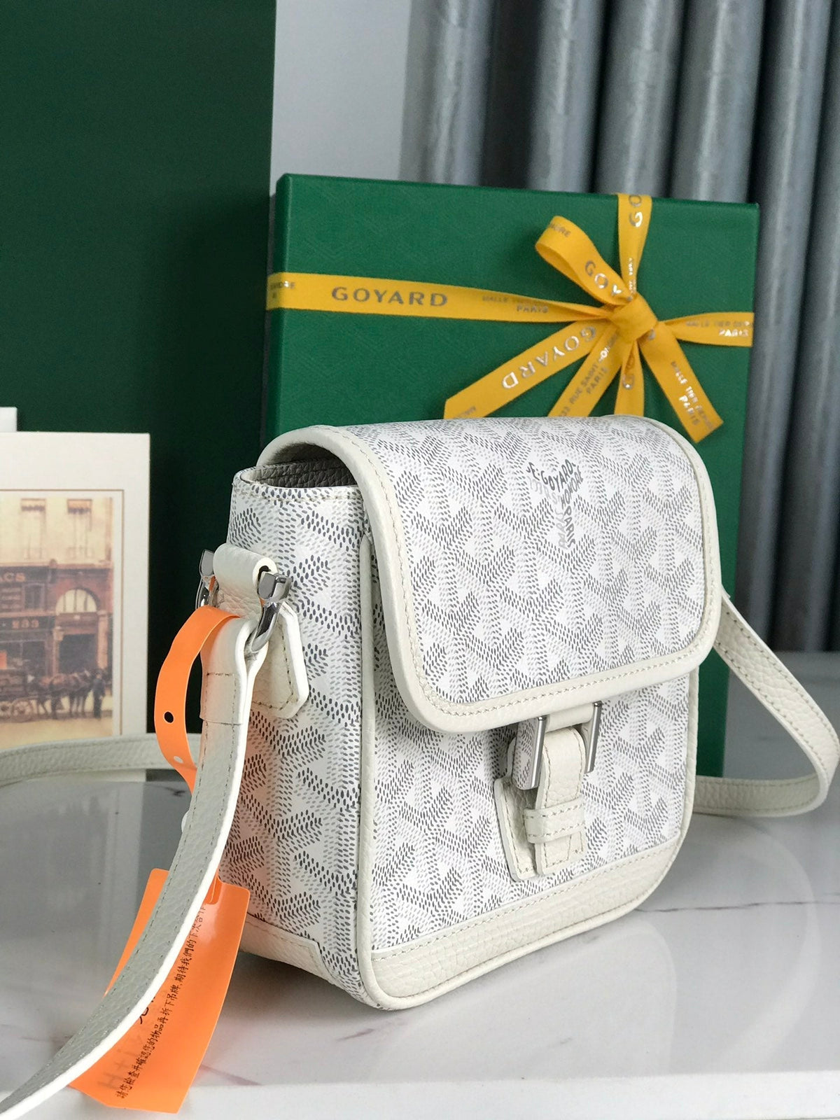 GOYARD GRAND BLEU 16 IN WHITE GOYARDINE CANVAS AND LAMBSKIN