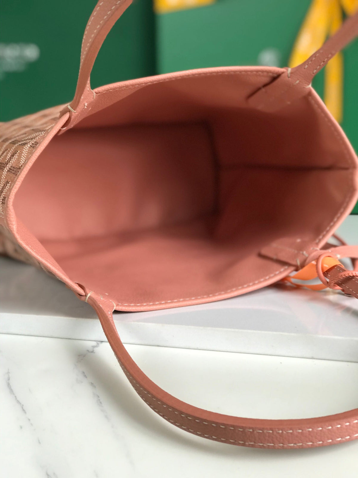 GOYARD ANJOU MINI BAG 20 IN MANHATTAN PINK CALFSKIN AND GOYARDINE CANVAS