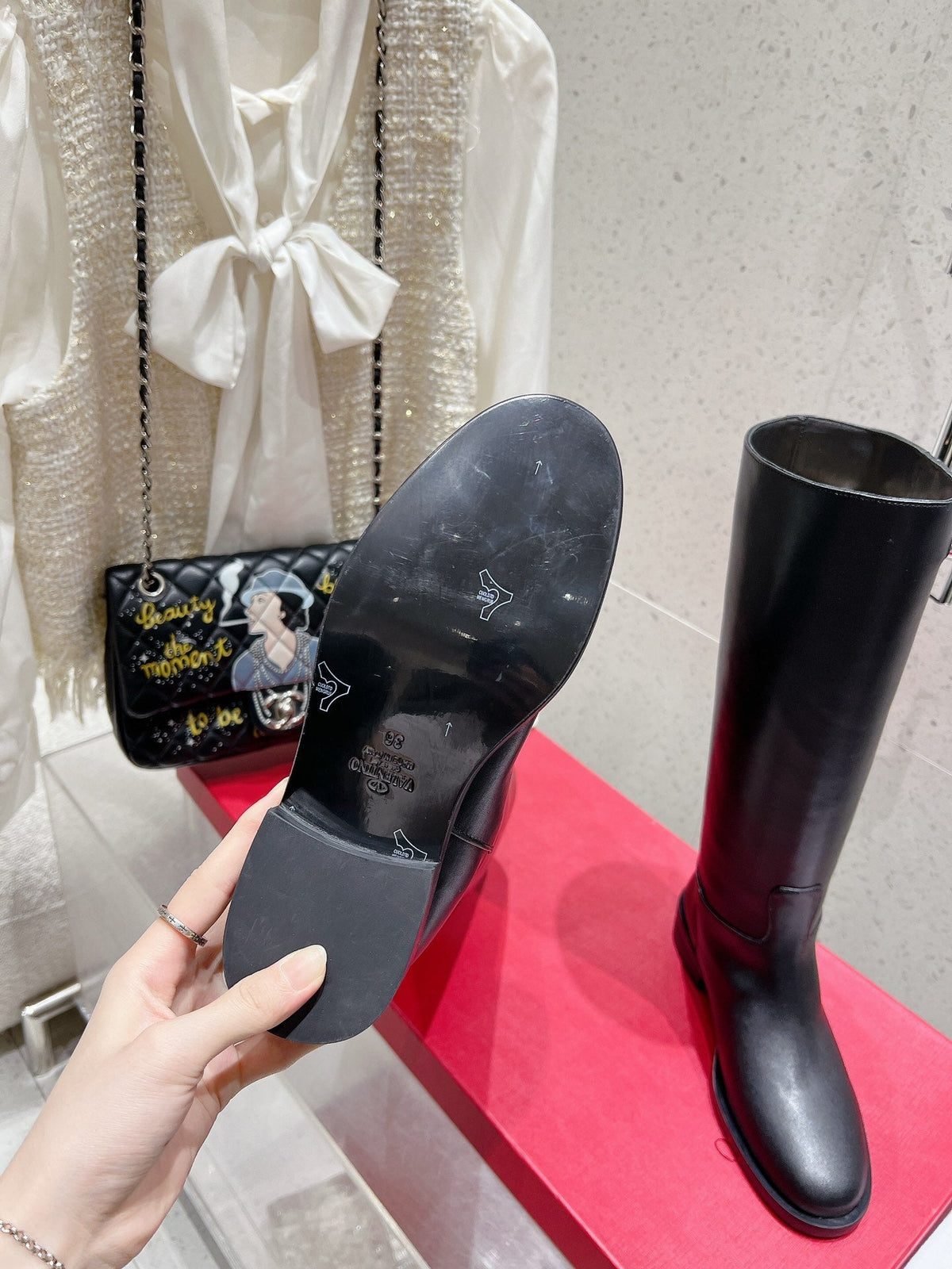 VALENTINO 25S KNEE-HIGH BOOTS IN BLACK CALFSKIN STYLE 4