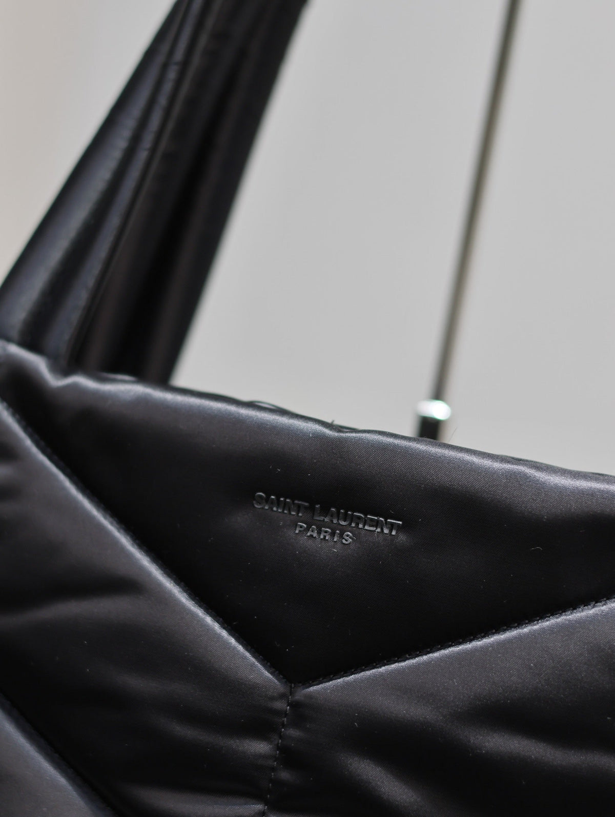 SAINT LAURENT PUFFER LARGE TOTE BAG 57 IN BLACK SILK
