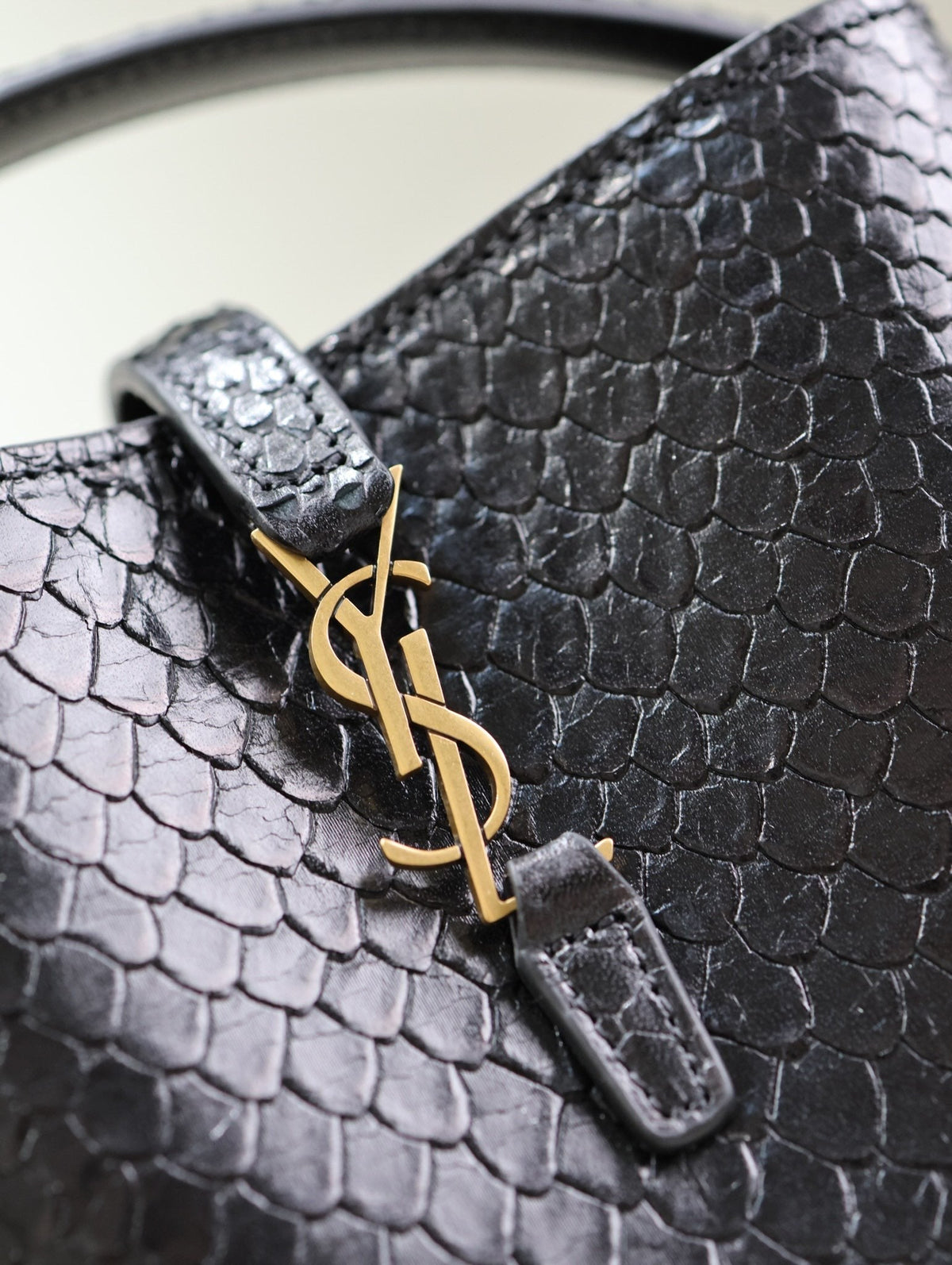 SAINT LAURENT LE 37 MINI BAG 15 IN BLACK SNAKE PATTERN CALFSKIN