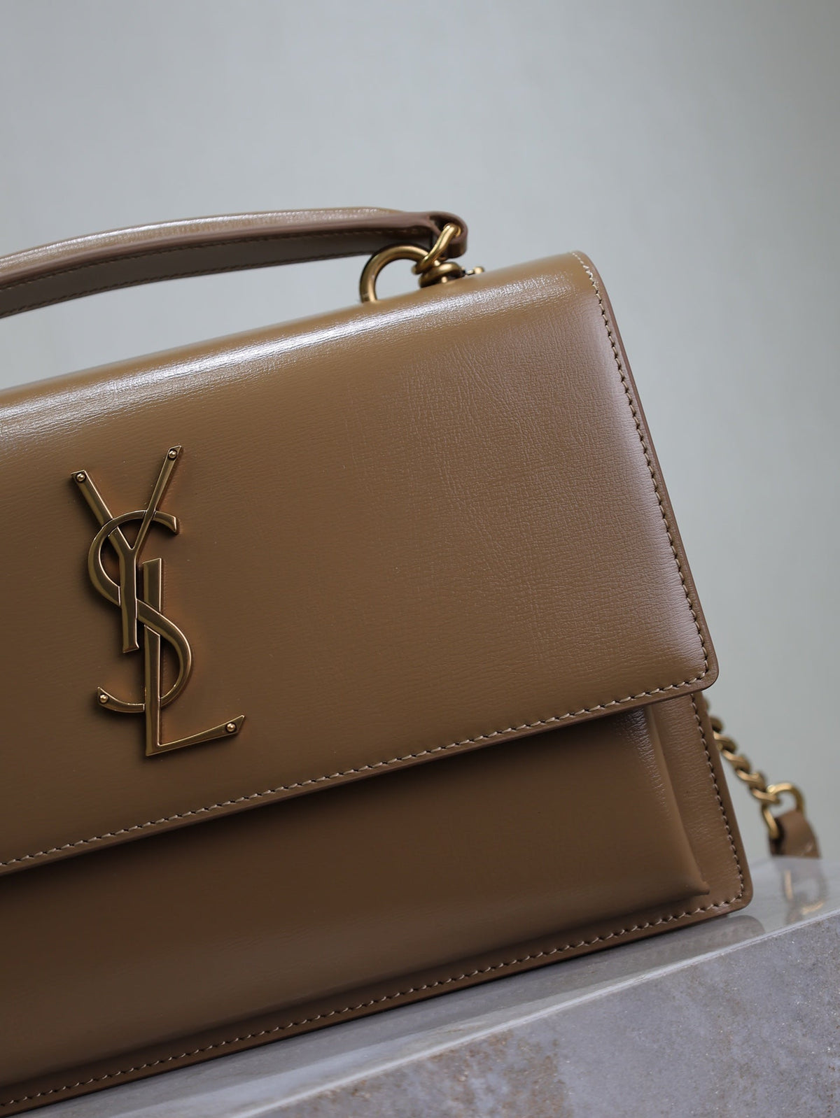 SAINT LAURENT YSL 25S SUNSET MM 25 IN FOX CALFSKIN GOLD HARDWRE