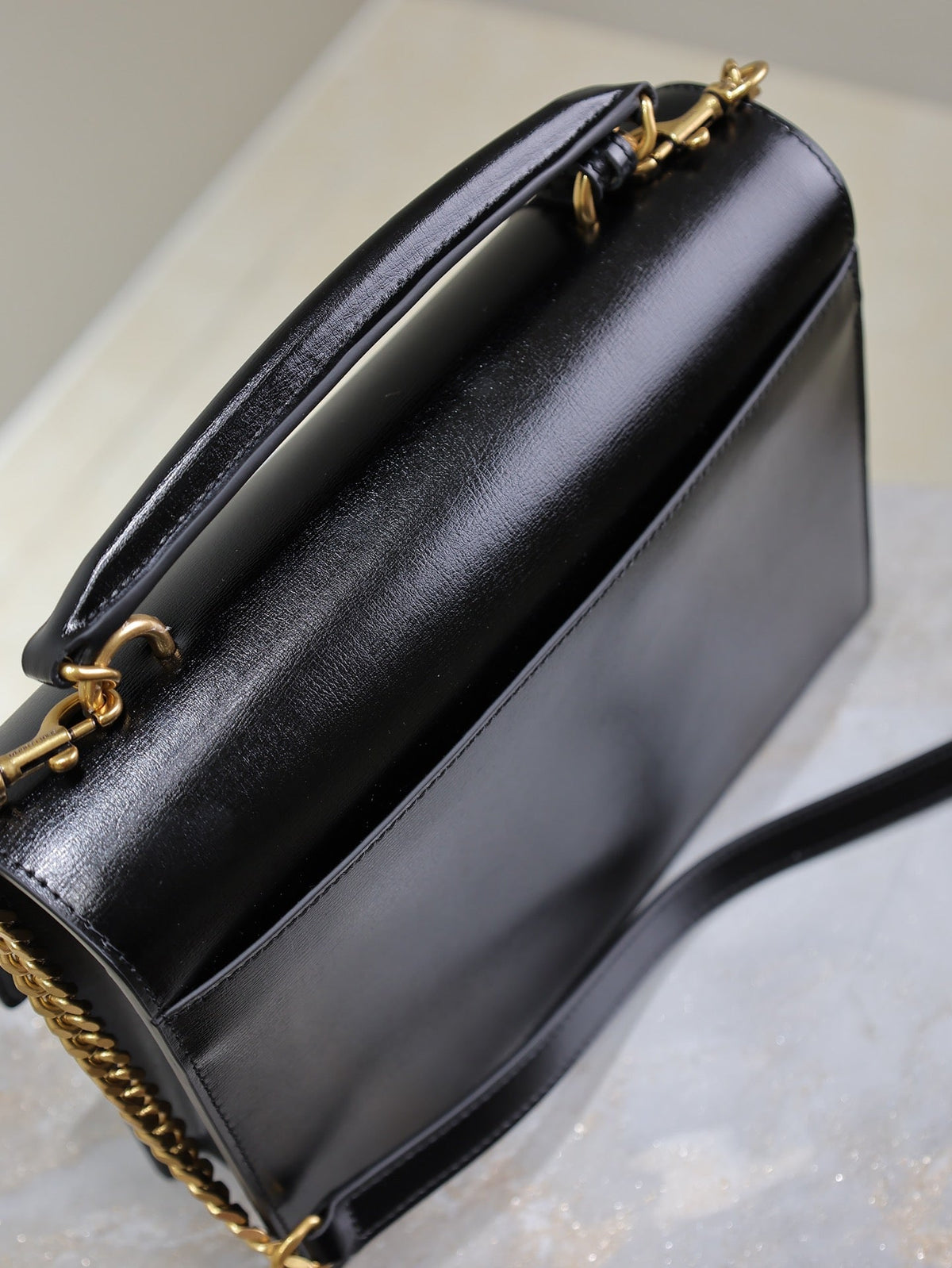 SAINT LAURENT YSL 25S SUNSET MM 25 IN BLACK CALFSKIN GOLD HARDWRE