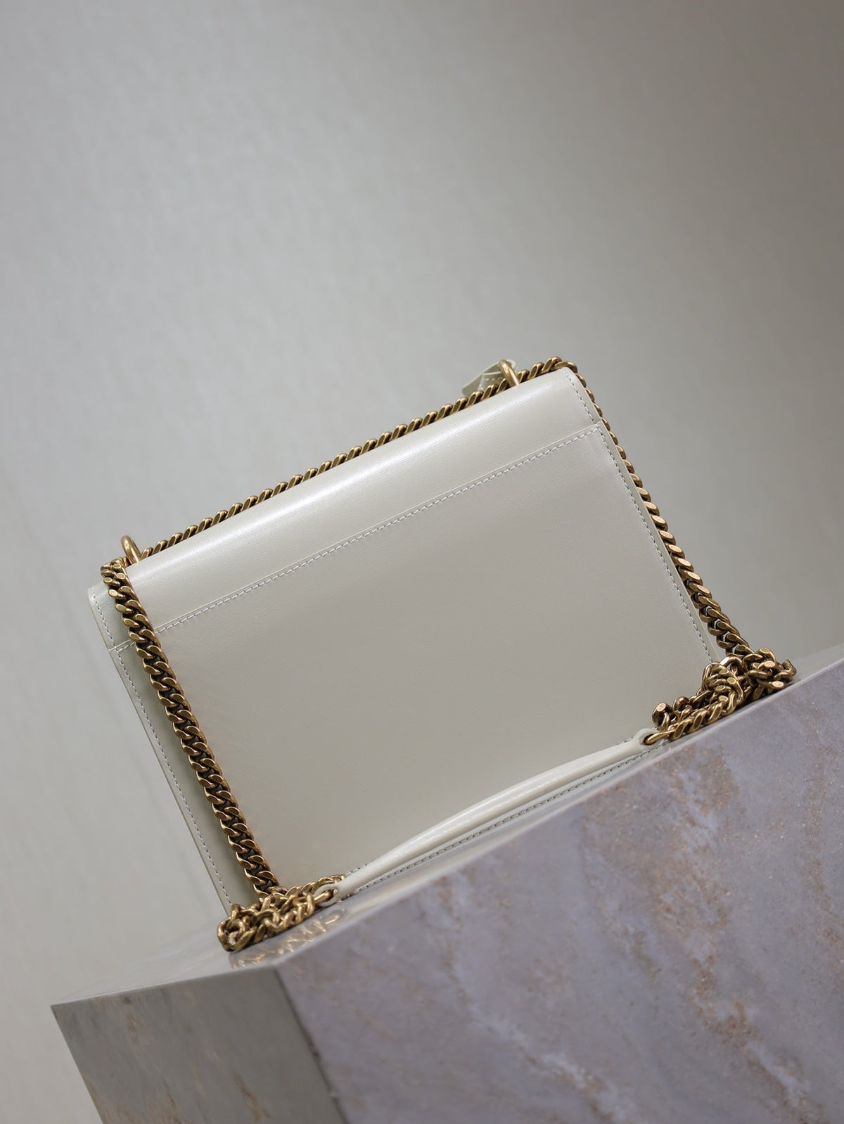 SAINT LAURENT YSL 25S SUNSET BAG 22 IN IVORY CALFSKIN GOLD HARDWRE