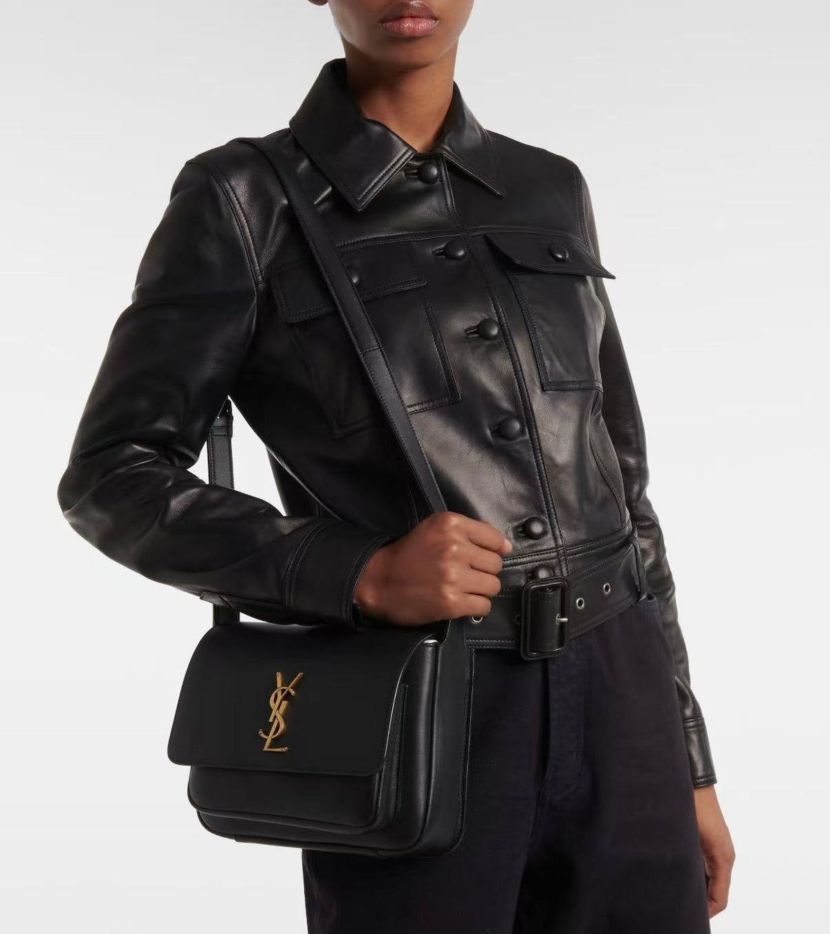 SAINT LAURENT YSL 25S NIKI BABY 22 IN BLACK CALFSKIN GOLD HARDWARE