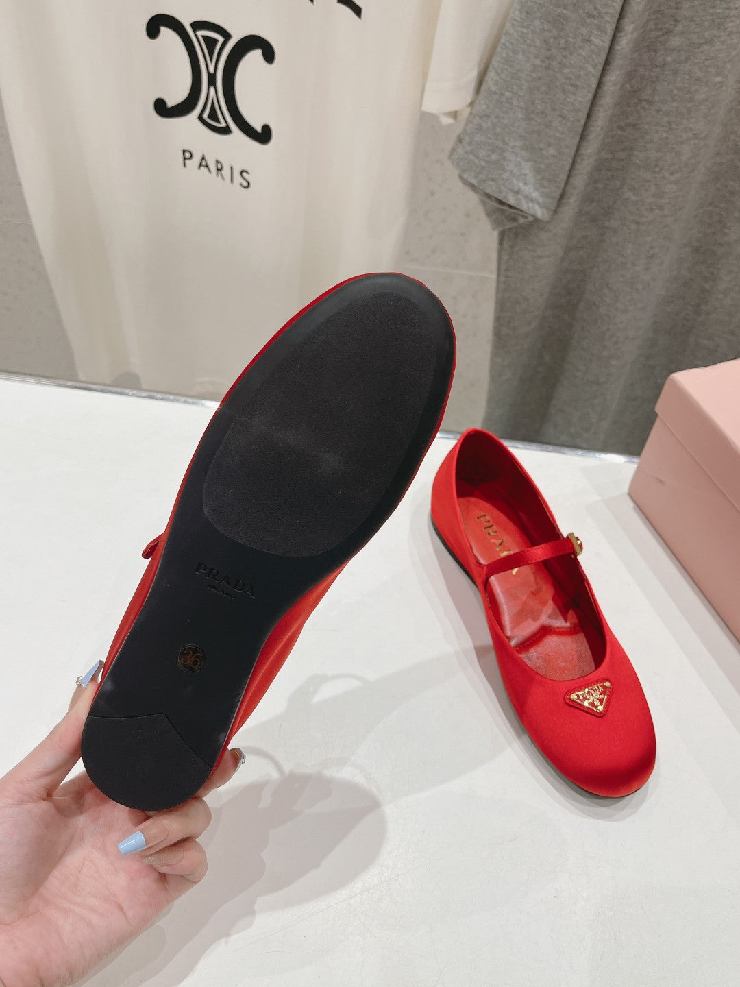 PRADA SATIN BALLERINAS CRIMSON