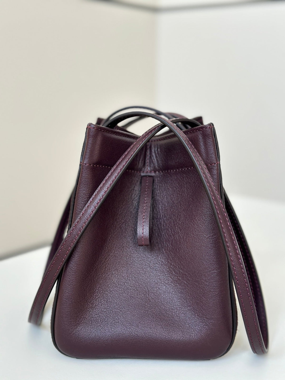 FENDI ORIGAMI MINI 19 IN WINE RED LAMBSKIN AND SUEDE