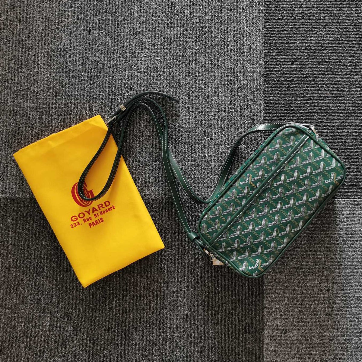 GOYARD CAP-VERT PM BAG 23X8X14CM GREEN CANVAS