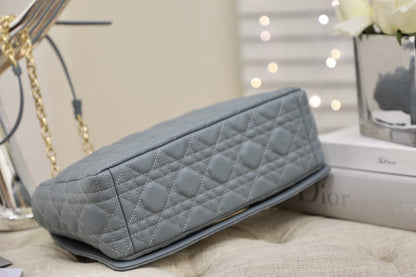 DIOR LARGE CARO BAG 28 GRAY SUPPLE CANNAGE CALFSKIN