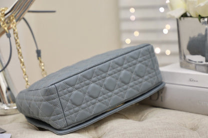 DIOR LARGE CARO BAG 28 GRAY SUPPLE CANNAGE CALFSKIN