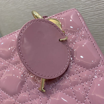 DIOR MINI LADY BAG 17 PINK PATENT CALFSKIN