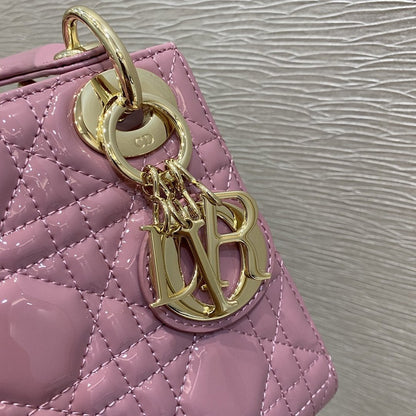 DIOR MINI LADY BAG 17 PINK PATENT CALFSKIN
