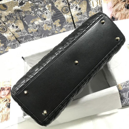 DIOR LARGE LADY BAG 32CM BLACK CANNAGE LAMBSKIN