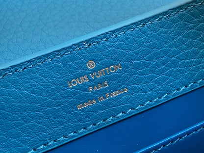 LOUIS VUITTON CAPUCINES MINI 21 BLUE TAURILLON GOLD  HARDWARE