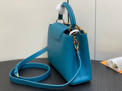 LOUIS VUITTON CAPUCINES BB 27 BLUE TAURILLON GOLD  HARDWARE