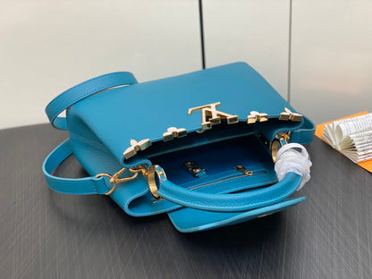 LOUIS VUITTON CAPUCINES BB 27 BLUE TAURILLON GOLD  HARDWARE
