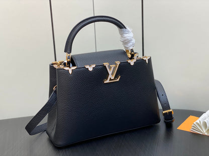 LOUIS VUITTON CAPUCINES MM 31 BLACK TAURILLON GOLD HARDWARE