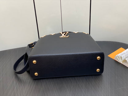 LOUIS VUITTON CAPUCINES MM 31 BLACK TAURILLON GOLD HARDWARE