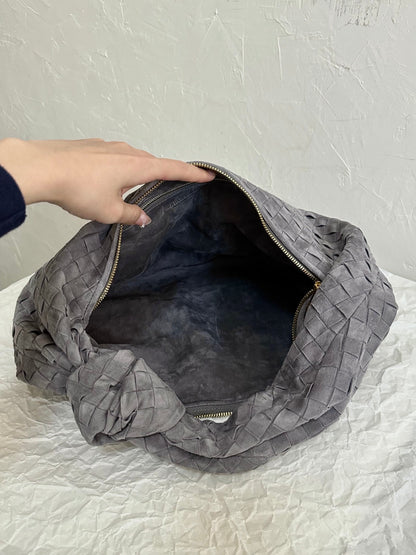 BOTTEGA VENETA SMALL JODIE 48CM GREY SUEDE LEATHER