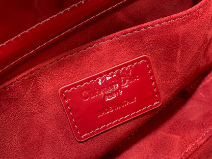 DIOR MEDIUM LADY D-JOY 26 RED PATENT CALFSKIN