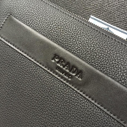 PRADA CLUTCH 26 IN BLACK DEERSKIN EMBOSSED LOGO