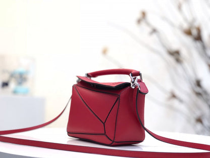 LOEWE LOE MINI 18 PUZZLE BAG IN CHERRY RED CALFSKIN