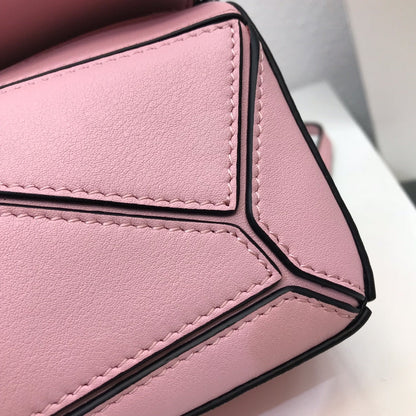 LOEWE LOE MINI 18 PUZZLE BAG IN BRIGHT PINK CALFSKIN