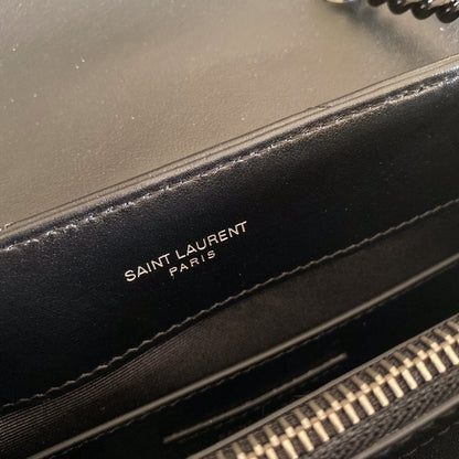 SAINT LAURENT CROSS BODY 25 BLACK CALFSKIN BAG