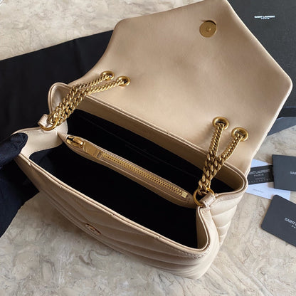 SAINT LAURENT CROSS BODY 25 BEIGE CREAM CALFSKIN BAG