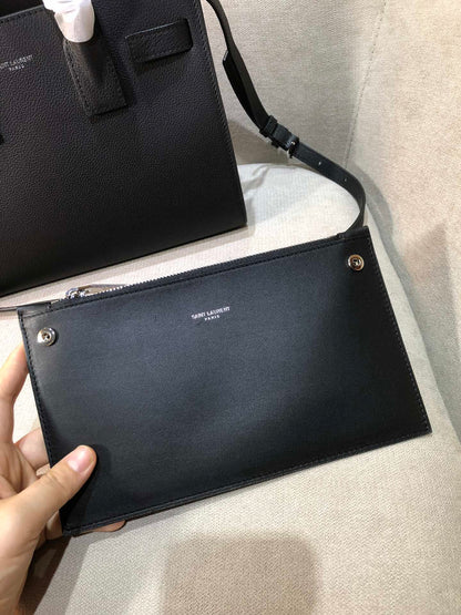 SAINT LAURENT SAC DE 26 HANDBAG BLACK CALFSKIN