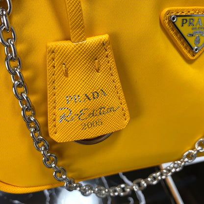 PRADA HOBO 22 BAG IN AMBER YELLOW RE-NYLON