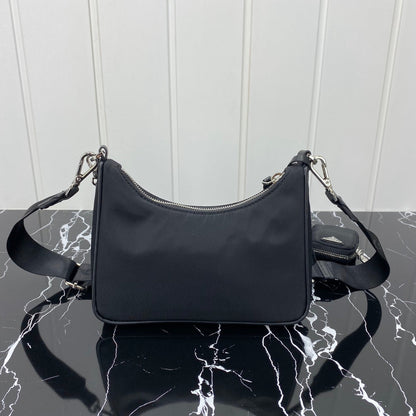 PRADA HOBO 22 BAG IN BLACK RE-NYLON