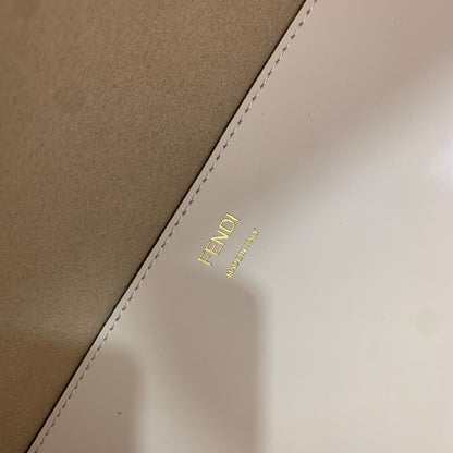 FENDI SHINE 40 TOTE BAG IN WHITE EMBOSSED CALFSKIN