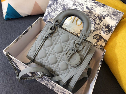 DIOR MINI LADY 17 BAG IN GREY CALFSKIN