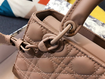 DIOR MEDIUM LADY 20 BAG IN CAMEL BROWN CALFSKIN
