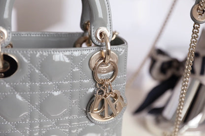 DIOR LADY 17 IN GRAY WITH CANNAGE PATTERN