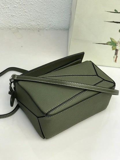 LOEWE LOE MINI 18 PUZZLE BAG IN JUNIPER GREEN CALFSKIN