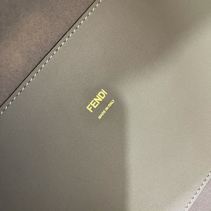 FENDI SHINE LARGE 35 TOTE IN SHADOW GREY CALFSKIN