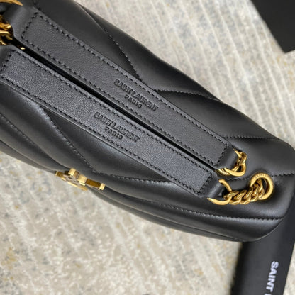 SAINT LAURENT LOULOU SMALL 25 IN BLACK LAMBSKIN GOLD HARDWARE