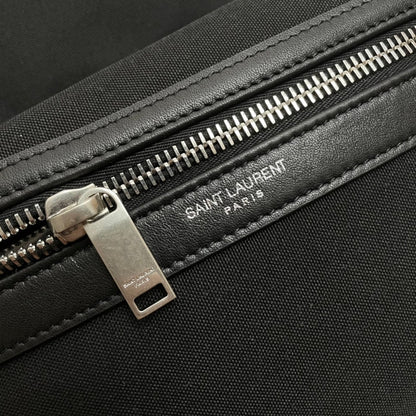 SAINT LAURENT CITY BACKPACK 41 IN BLACK CANVAS, NYLON AND LEATHER