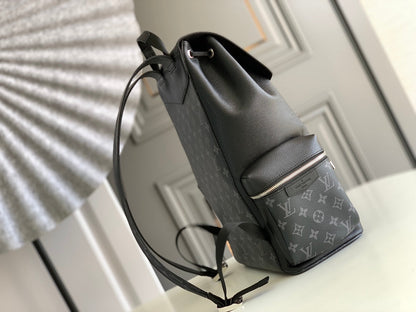 LOUIS VUITTON BACKPACK 45 IN BLACK CALFSKIN AND GUN METAL MONOGRAM ECLIPSE CANVAS