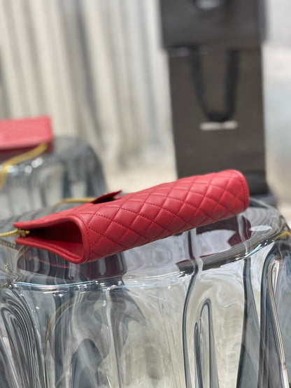 SAINT LAURENT VICTOIRE 25 RED LAMBSKIN GOLD HARDWARE