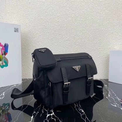 PRADA SMALL 27 SHOULDER BAG IN BLACK RE-NYLON