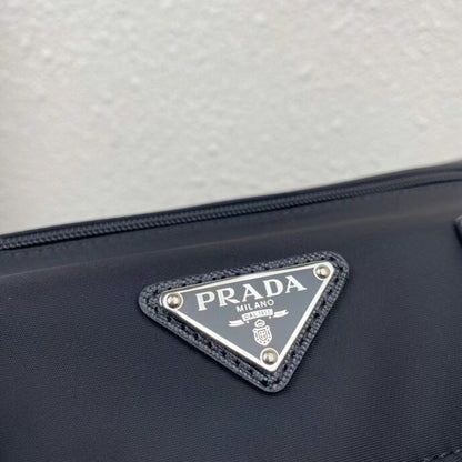 PRADA SMALL 27 SHOULDER BAG IN BLACK RE-NYLON