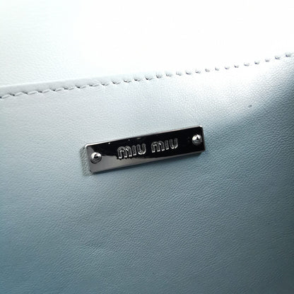 MIU MIU LADY 20 HANDBAG IN CROCODILE PATTERN BLUE PASTEL CALFSKIN