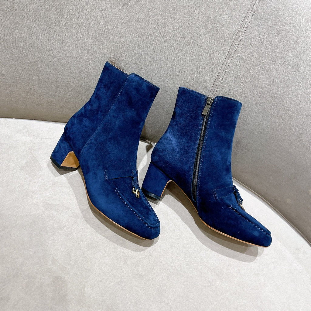 LP CHARMS ANKLE BOOTS METAL LOCK COBALT SUEDE